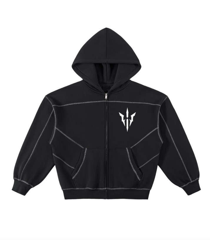 Contrast Stitch Zip Hoodie